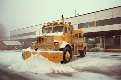 Premium AI Image Snow Plow Clearing A Parking Lot Created With