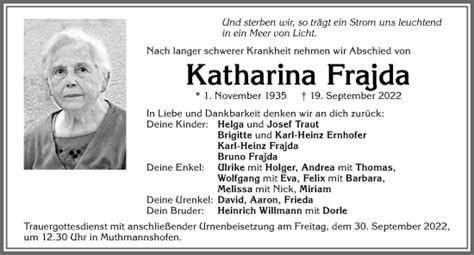 Traueranzeigen von Katharina Frajda Allgäuer Zeitung