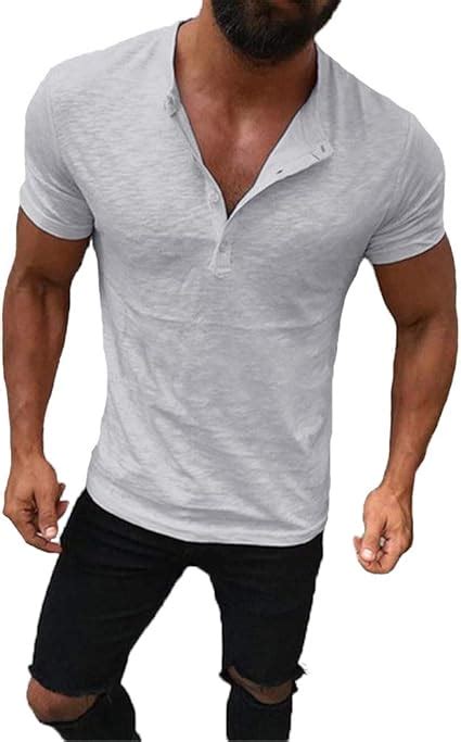 M Nner Slim Fit V Ausschnitt T Shirt Kurzarm Muscle T Shirt Casual Tops