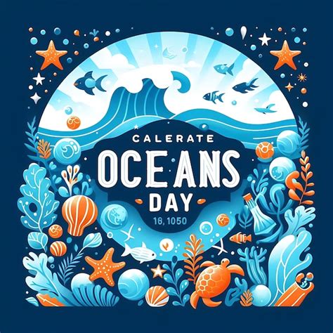 Lets Save Our Oceans World Oceans Day Design With Underwater Ocean