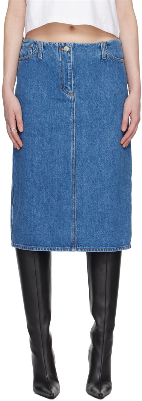 Blue Five Pocket Denim Midi Skirt By Magda Butrym On Sale