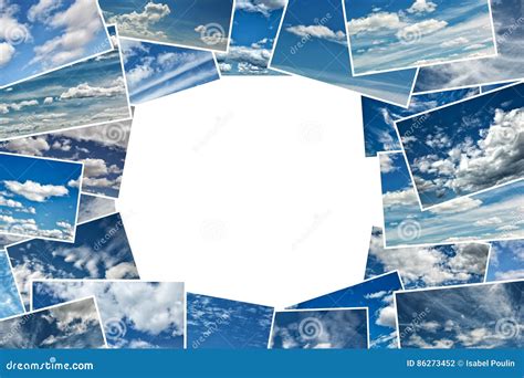 Collage De Nubes En Un Cielo Azul Foto De Archivo Imagen De Esc Nico