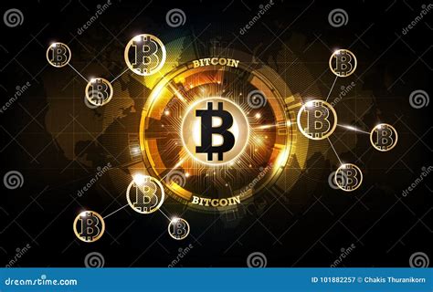 Golden Bitcoin Digital Currency Futuristic Digital Money Technology