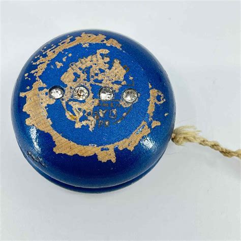 Vintage Duncan Jeweled Wooden Yo Yo Blue W Rhinestones Te3 Ebay