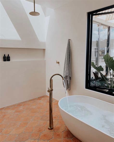 Riviera Terracotta Tile By Jatana Interiors Earthy Bathroom