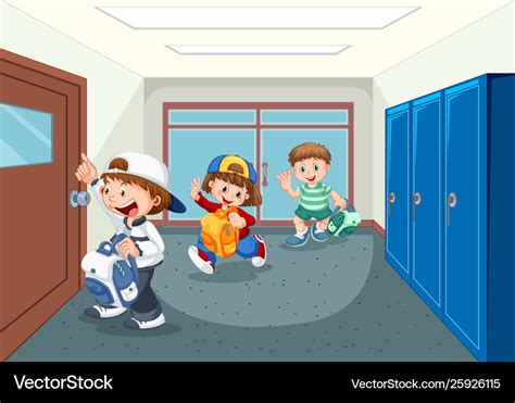 Student At School Hallway Royalty Free Vector Image