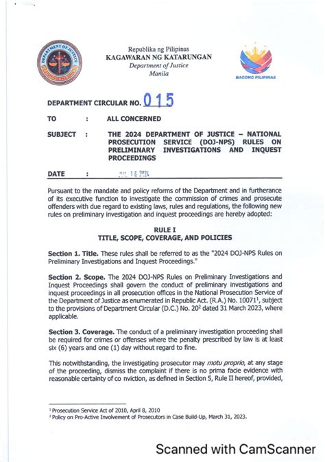 DC015-DOJ PI - New rules in Preliminary Investigation and Inquest