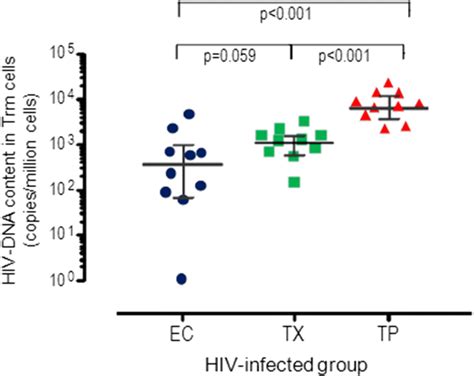 Hiv Reservoir Size In The Different Groups Of Hiv Infected Individuals Download Scientific