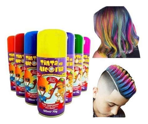 Tinta De Cabelo Que Sai Com Agua - Kit 2 Tinta Spray Para Cabelo Colorida - Sai Com Agua - - Dinka - Tinta ...
