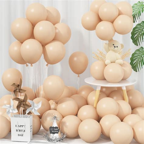 Amazon Jobkoo Nude Balloons Inch Pcs Small Beige Balloon Retro Apricot Neutral Latex