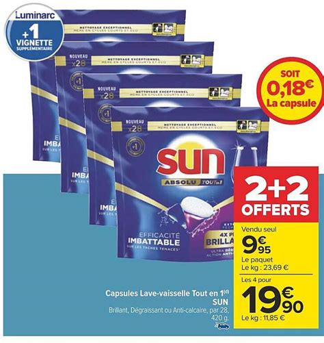 Promo Capsules Lave Vaisselle Tout En Sun Chez Carrefour Icatalogue Fr