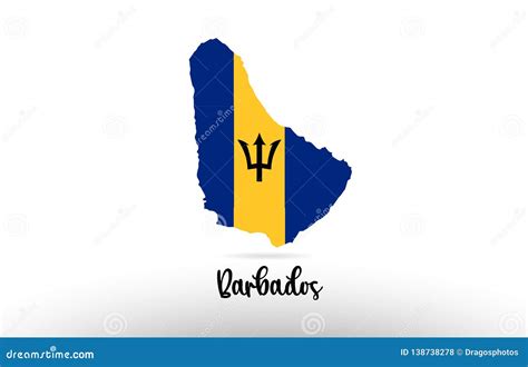 Barbados Country Flag Inside Map Contour Design Icon Logo Stock Vector