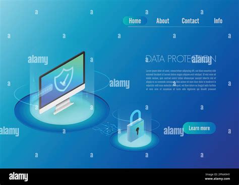 Isometric design concept web banner computer with full option security. Personal data security ...
