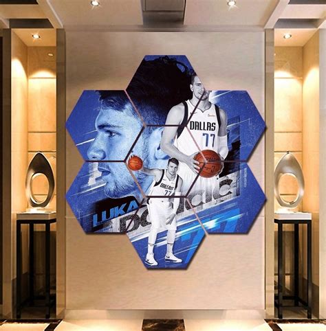 Luka Doncic Wall Art Canvas Painting Poster Print Decor 7 Hexagon Panels