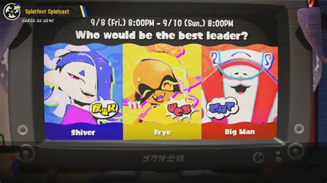 Splatoon Who Is The Best Leader Splatfest Announcement Shiver Vs