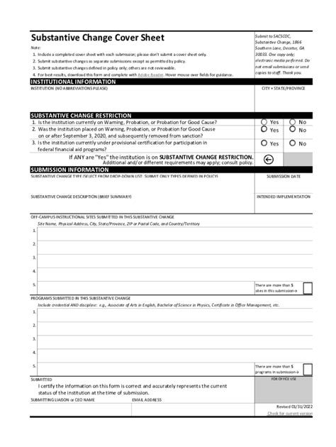 Fillable Online Substantive Change Cover Sheetalamo Colleges Fax Email