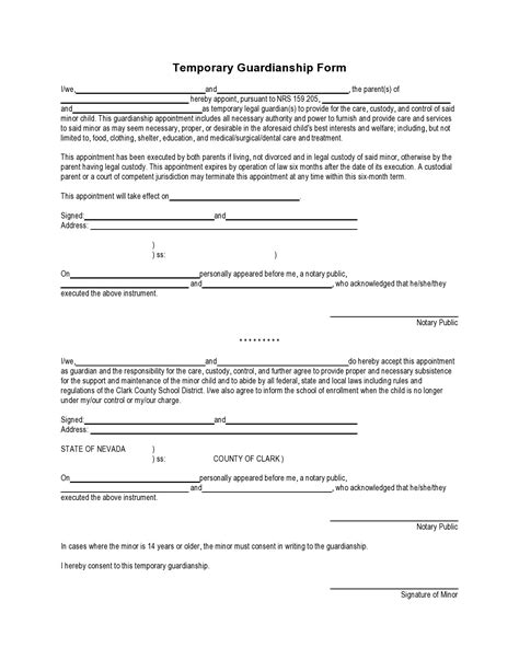 Template Of Guardianship Letter