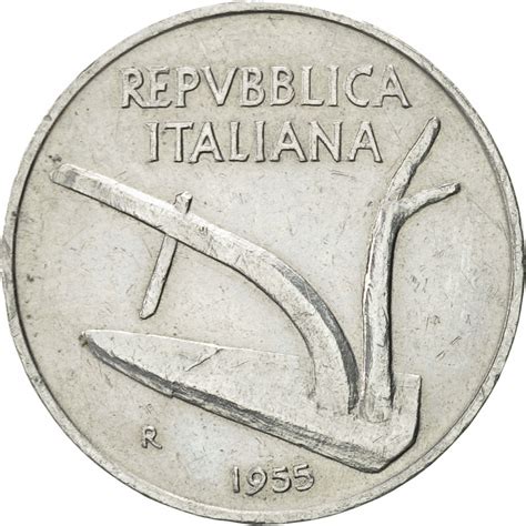 Moneta Włochy 10 Lire 1955 Rome AU 55 58 Al 10084229431