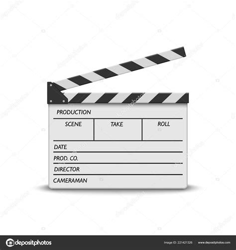 Película Realista Clapperboard Sobre Fondo Blanco Tablero Aplausos Cine