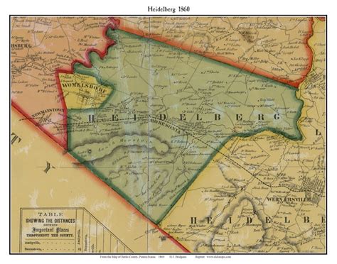 Heidelberg Township Pennsylvania 1860 Old Town Map Custom Print Berks Co Old Maps