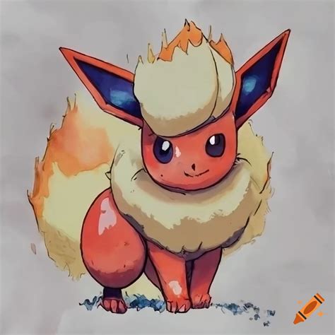 Watercolor Illustration Of Flareon From Pokémon On Craiyon