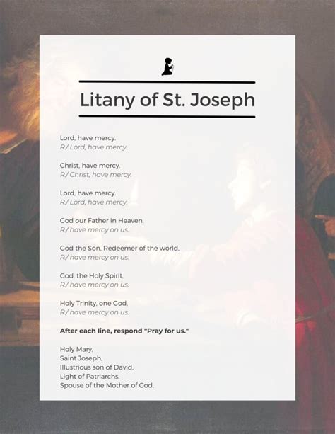 Litany Of St Joseph Free Prayer Card