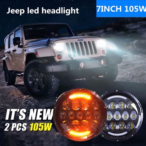 7 105w Led Headlights Hi Lo Beam 97 16 Cree Cob Signal Car AliExpress