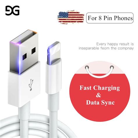 Gusgu Usb Cable For Iphone 8 8 Plus Charging Cable Fast Charger Data