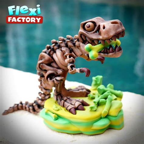 Stl File Flexi Factory Print In Place Skeleton T Rex Dinosaur D