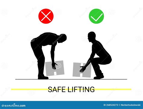 Safe Lifting. Silhouettes Of People Lifting Weights. Cartoon Vector ...