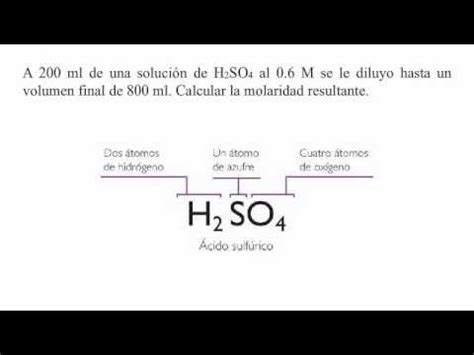 C Mo Calcular La Molaridad De Una Soluci N De H So Youtube