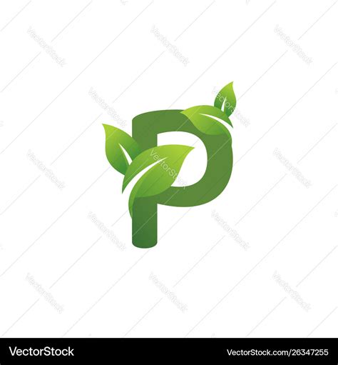 Eco green letter p logo design template Royalty Free Vector