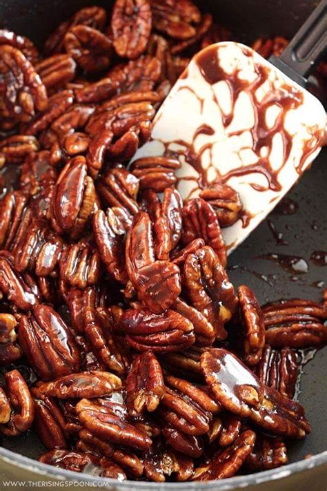 Stovetop Candied Pecans With Maple Syrup Recipe Candied Pecans Nut Recipes Spiced Pecans