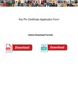 Fillable Online Kra Pin Certificate Application Form. Kra Pin Certificate Application Form ...