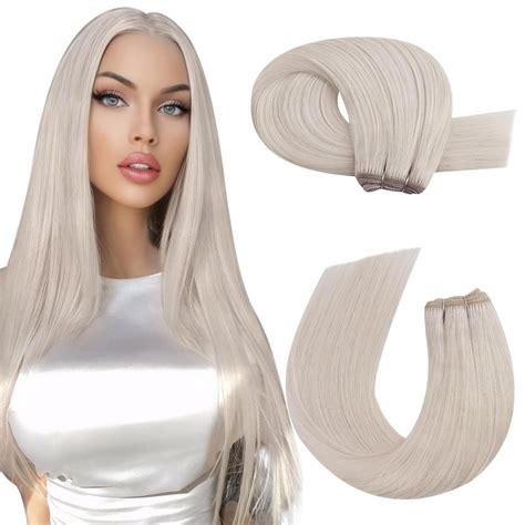 Amazon Moresoo Weft Hair Extensions White Blonde Sew In Hair