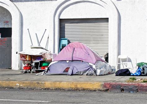 Homeless Encampments Set Along the Roadside in Los Angeles, California ...