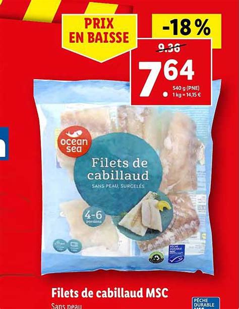 Promo Filets De Cabillaud Msc Chez Lidl ICatalogue Fr