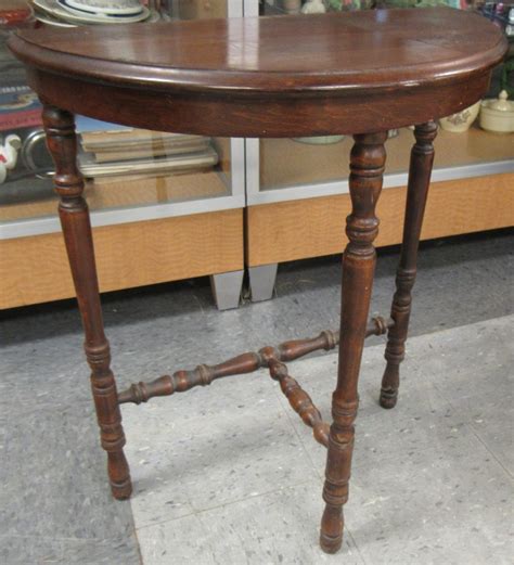 Vintage Three Legged Half Moon End Table 23 X 11 12 X 28