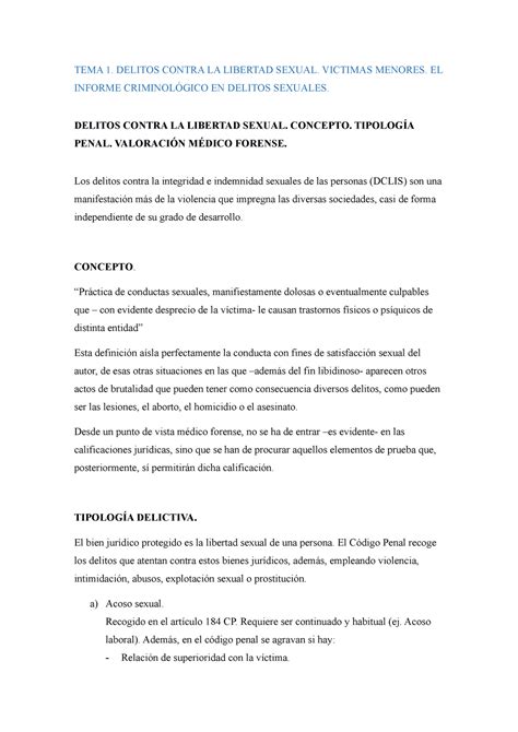 Tema 1 Informes Sobre Delitos Sexuales Criminología Universidad De Valencia Tema 1