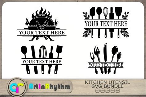 Kitchen Split Monograms Svg Kitchen Utensil