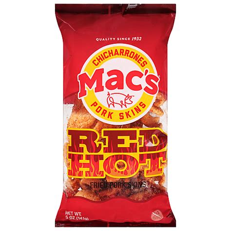 Mac S Red Hot Pork Skins Oz Snacks Chips Dips Riesbeck
