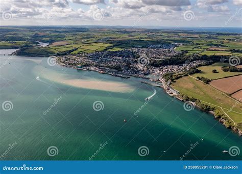 Aerial View Of Padstow On The Camel Estuary In Cornwall Stock Image