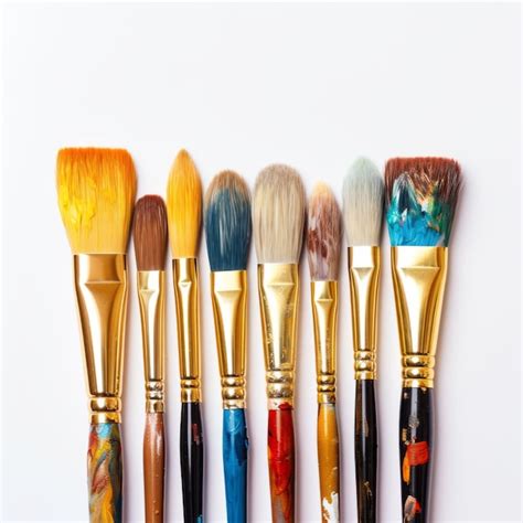 Premium Ai Image Closeup Of Artistic Paintbrushes With Different