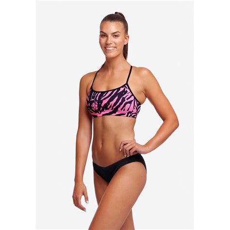 Funkita Swim Crop Ze Pink Bikini Top Pink Swiminn