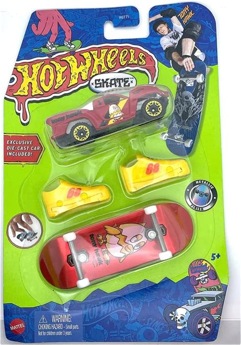 Hot Wheels Skate 2022 Baja Truck Tony Hawk Metallic Skateboard And Car Toys