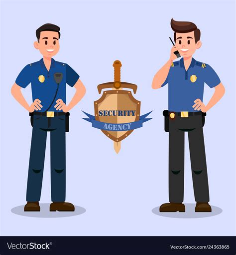 Security Service Guardians Cartoon Characters Vector Image