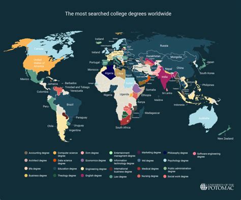 The most popular degrees in each country and the U.S. states, according ...