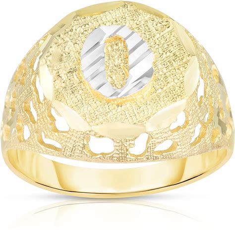 Floreo Men S K Yellow Gold Round Two Tone Gold A Z Initial Ring