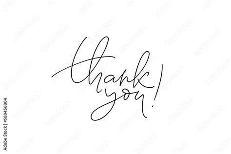 Thank You Hand Drawn Vector Modern Calligraphy Thank You Handwritten Thin Pen Line Lettering