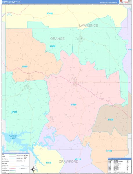 Orange County, IN Wall Map Color Cast Style by MarketMAPS - MapSales